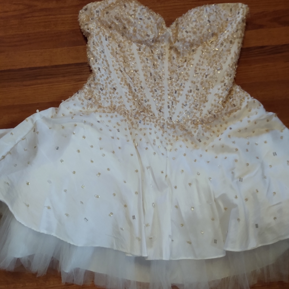 Beaded Strapless Dress.